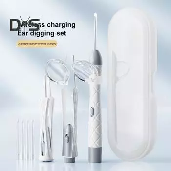 Ушной щипчик со светодиодной подсветкой Перезаряжаемый инструмент для удаления ушной серы с пинцетом Многоразовый очиститель ушей для младенцев Сменная силиконовая ложка Безопасный набор для чистки ушей фиолетовый