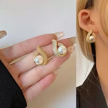 Ушные шпильки с гальваническим покрытием, геометрическая форма капли воды, легкое роскошное привлекательное украшение, непростое