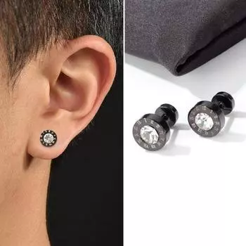 Ушные шпильки с римскими цифрами в стиле ретро, круглые серьги в стиле хип-хоп, панк, подарок, мини-шикарный горный хрусталь