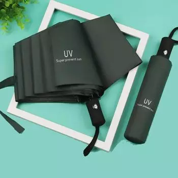 Усиленный зонт от дождя с 8 костями, мини-складной автоматический анти-УФ-зонт от дождя и солнца, портативный ветрозащитный светильник, зонтик от солнца зелёный