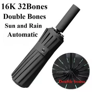 Усиленный зонт с 32 костями, прочный, устойчивый к ветру, солнцезащитный зонт с защитой от ультрафиолета, женский зонт Sunny Paraguas metal-fiber composite&16K темно-зеленого