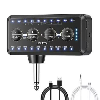 Усилитель для гитарных наушников Bluetooth Mini Plug 10 моделей усилителей с тюнером и эффектами LEKATO Inlay Delay Reverb Chorus Overdrive Перезаряжаемый для