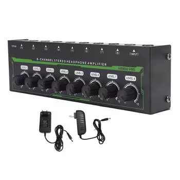 Усилитель для наушников 8-канальный малошумящий портативный стереоусилитель с RGB-подсветкой для Studio Family K EU Plug 100-240V