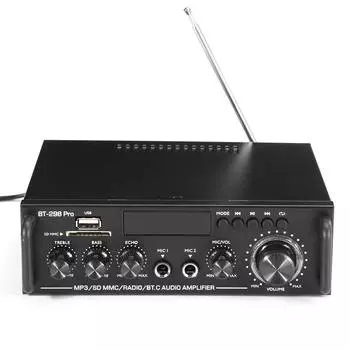 Усилитель мощности HIFI 2.0-канальный цифровой аудиоусилитель Bluetooth 12 В 240 В с поддержкой Bluetooth USB SD Радио с пультом дистанционного управления ЕС CZECH REPUBLIC