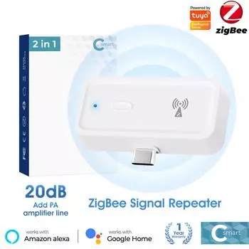 Усилитель-расширитель ZigBee работает с усилителем сигнала ZigBee Gateway Hub Type C для устройства автоматизации умного дома Alexa Google Home White