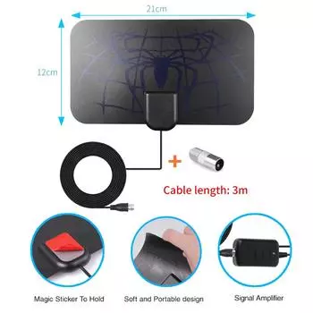 Усилитель сигнала телевизионной антенны 25 дБ регулируемый цифровой телевизор dtv цифровая приставка 3000 миль активный усилитель для помещений автомобиль лодка кемпер чёрный