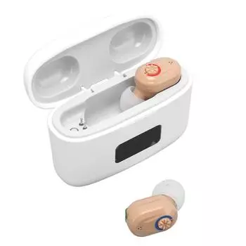 Усилители слуха Шумоподавляющие эргономичные силиконовые вкладыши легкие перезаряжаемые слуховые аппараты бежевый