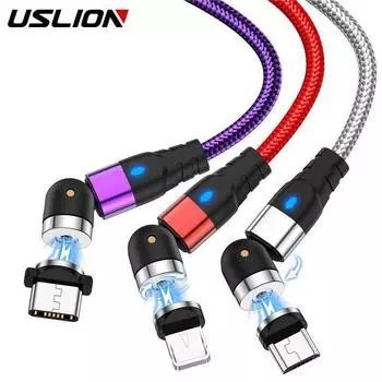USLION 1 м/2 м Магнитный кабель Micro USB Type C Зарядное устройство для телефонов Android Быстрая зарядка Магнитный зарядный провод для iPhone11 Pro XS Max Only Type-C Plug