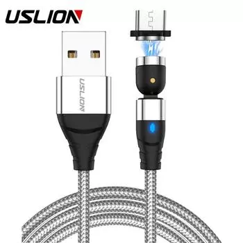USLION 1M Магнитный кабель Micro USB для быстрой зарядки Кабель USB Type C Магнитный адаптер для зарядного устройства Кабель для передачи данных Only Type-C Plug