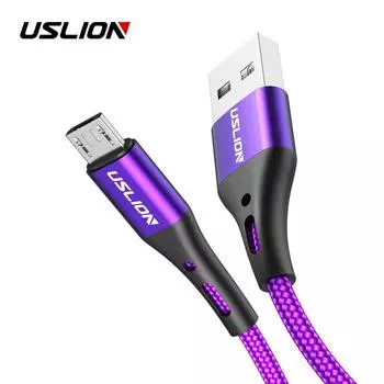 USLION 1M Micro USB-кабель для быстрой зарядки для мобильного телефона Xiaomi Android, кабель для передачи данных, микро-зарядное устройство