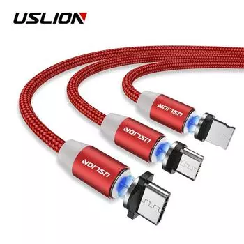 USLION 2.4A Магнитный кабель Micro USB для зарядки iPhone Магнитное зарядное устройство Кабели USB типа C