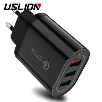 USLION 3-портовое быстрое зарядное устройство QC 3.0 USB-зарядное устройство для телефона Быстрое зарядное устройство Зарядное устройство для мобильного телефона