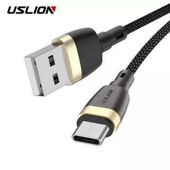 USLION 3A USB-кабель типа C для быстрой зарядки мобильного телефона Samsung Type-C Кабель USB C для зарядки 0.5M красный