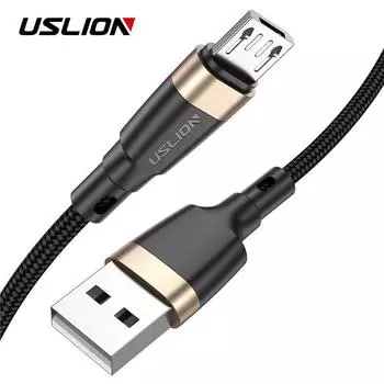 USLION Кабель Micro USB для быстрой зарядки 3A Шнур Microusb для Samsung Xiaomi Android Телефон USB-зарядное устройство 0.5M серый