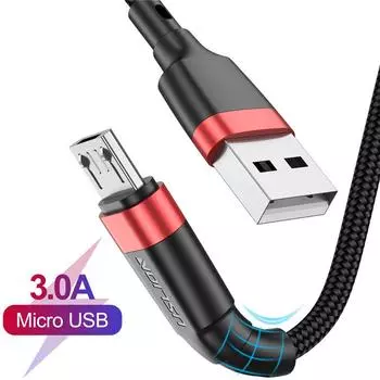USLION Micro USB кабель 1 м 2 м 3 м нейлоновый плетеный кабель для быстрой зарядки для мобильного телефона Samsung Huawei Xiaomi Redmi Android 0.5m серый