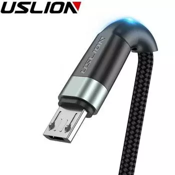 USLION Micro USB-кабель 3A, зарядное устройство для быстрой зарядки, кабель Microusb для мобильного телефона Android, проводной шнур 2M красный