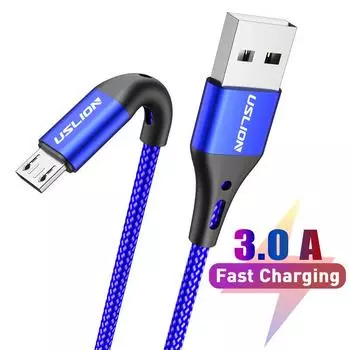 USLION Micro USB-кабель Нейлоновая оплетка Sata-кабель для микро-кабелей мобильных телефонов