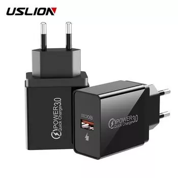 USLION Quick Charge 3.0 USB-зарядное устройство QC 3.0 Быстрая зарядка Адаптер с вилкой европейского стандарта Настенное зарядное устройство для мобильного телефона EU белый