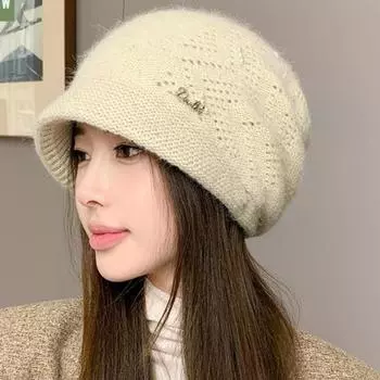 Усовершенствованная ароматная жемчужная кроличья меховая шапка-пуловер, детская элегантная зимняя универсальная толстая вязаная шапка One size чёрный