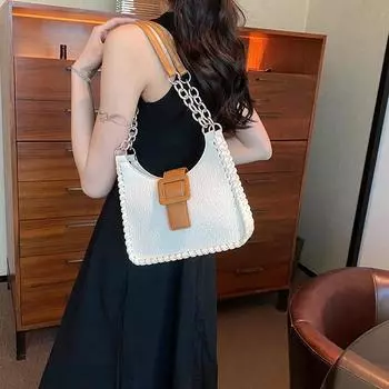 Усовершенствованная большая сумка контрастного цвета, универсальная большая вместительная пригородная сумка, модная ручная сумка на плечо розовый