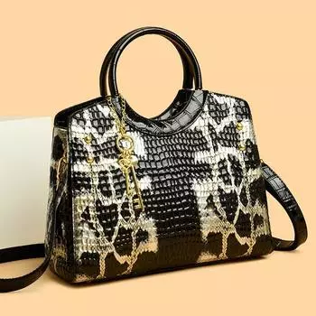 Усовершенствованная большая сумка-тоут со змеиным узором в стиле ретро, сумка для мамы, новинка 2023 года, женская сумка, универсальная сумка на плечо, сумка