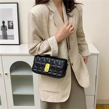Усовершенствованная и стильная маленькая сумка для женщин осенью и зимой 2023 года, новая модная маленькая квадратная сумка с ромбовидной сеткой, известная в Интернете сумка через плечо с цепочкой
