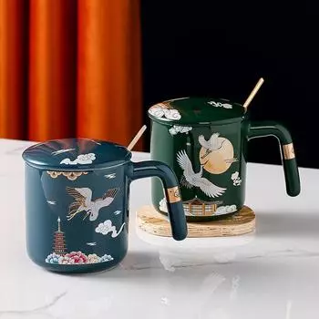 Усовершенствованная керамическая кружка в китайском стиле для кофейных чашек, новогодние кружки с крышкой, красивые чайные кружки, посуда для напитков, оригинальный пивной бар