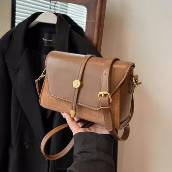 Усовершенствованная маленькая женская сумка для поездок на работу, новинка 2024 года, осень/зима, универсальная ретро сумка через плечо на одно плечо, модная женская маленькая квадратная сумка