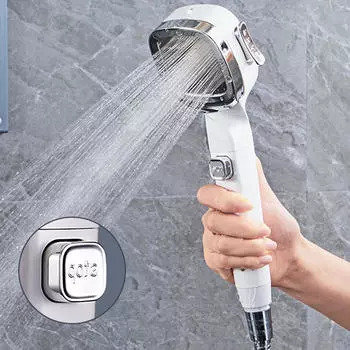 Усовершенствованная ручная душевая насадка с многофункциональным переключателем серебряный