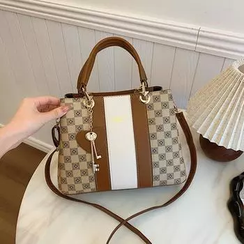 Усовершенствованная сумка через плечо для женщин 2024, новая большая вместительная сумка с буквенным принтом в стиле ретро, текстурированная сумка через плечо для женщин