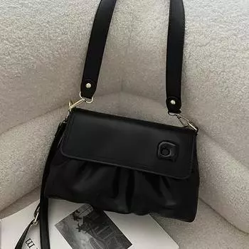 Усовершенствованная сумка подмышкой для женщин, летняя новая корейская сумка через плечо из искусственной кожи, модная универсальная плиссированная сумка (20cm<Max Length<30cm)