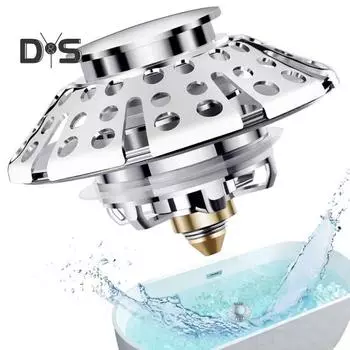 Усовершенствованная заглушка для слива ванны 2 в 1 с улавливателем волос, сплошная латунная заглушка для ванной комнаты C