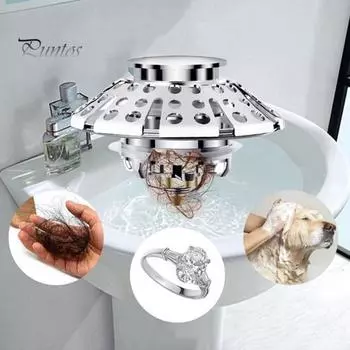 Усовершенствованная заглушка для слива ванны 2 в 1 с улавливателем волос, сплошная латунная заглушка для ванной комнаты C