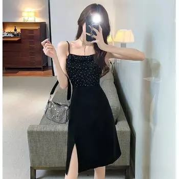 Усовершенствованное черное платье с блестками и тонкой талией, сексуальные платья с бретельками на бретельках, клубный стиль, длинное платье в стиле вечеринки S белый