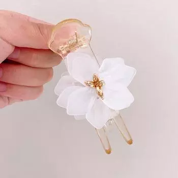 Усовершенствованные элегантные заколки для волос с цветком камелии, когти, пружинные заколки, аксессуары для волос зелёный