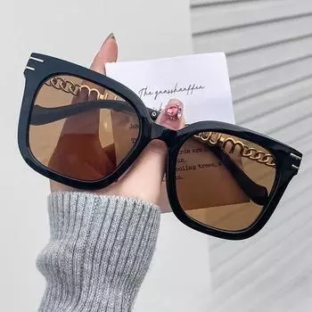 Усовершенствованные солнцезащитные очки с металлической цепочкой в квадратной оправе Tik Tok Интернет-солнцезащитные очки для знаменитостей и личностей