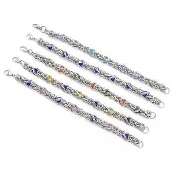 Усовершенствованный браслет ручной работы с синим кошачьим глазом из камня, мужская титановая стальная цепочка 21