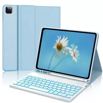 Усовершенствованный чехол-клавиатура для iPad Air 5-го поколения, совместимый с iPad Pro 11 дюймов, чехол-клавиатура с 7 цветами подсветки, съемный, ударопрочный, беспроводной