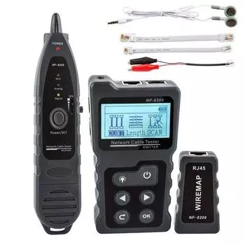Усовершенствованный кабельный тестер Noyafa NF-8209 / NF-488 с PoE, тестер сетевых кабелей, многофункциональный тестер линий, защита от помех POE XXXXL чёрный