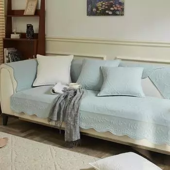 Усовершенствованный всесезонный универсальный коврик для дивана, кружевная подушка для сиденья с вышивкой в стиле ретро, удобная нескользящая дышащая ткань для дивана 70x70cm 1pcs