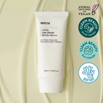 [Успокаивает чувствительную кожу/хорошо подходит для раздраженной кожи] Rovectin Calming Lotus Sun Cream 50 мл, корейский солнцезащитный крем