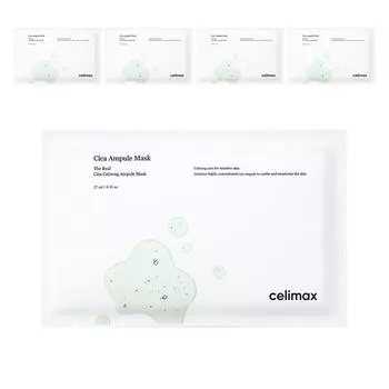Успокаивающая ампульная маска Celimax The Real Cica 27 мл, 1 упаковка, 5 штук