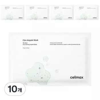 Успокаивающая ампульная маска Celimax The Real Cica 27 мл, 1 упаковка, 10 штук