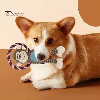 Успокаивающая игрушка для собак «Утка» с крякающим звуком, дизайн «Обезьяна, лев, слон», снятие стресса, интерактивная игрушка для собак, вызывающая скрежетание зубами One Size Monkey