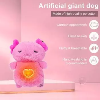 Успокаивающая кукла-щенок, мягкая плюшевая дышащая светящаяся игрушка, компаньон для сна с реалистичной имитацией дыхания, мягкая музыка, световые вибрации, снятие беспокойства розовый