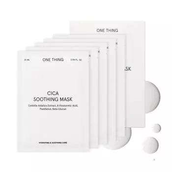 Успокаивающая маска ONE THING Cica (5 кусков) 1SET | Смешанная кожа, Жирная кожа, Чувствительная кожа, Грубая кожа, Покраснение, CICA, Cica, Центелла гиалуроновая кислота, Purup