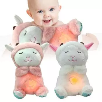 Успокаивающая плюшевая игрушка-овечка для младенцев с музыкальным светом, моющаяся, дышащая, музыкальная, плюшевая ягненка, комфортная кукла для новорожденных, подарок для мальчиков и девочек розовый