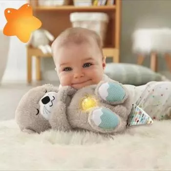 Успокаивающая плюшевая игрушка-выдра, звуковая машина, успокаивает, прижимает, сенсорные детали, музыкальная подсветка, ритмичное дыхание, музыкальная плюшевая кукла для новорожденных 30cm