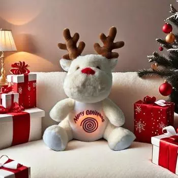 Успокаивающая плюшевая игрушка Yousheng Christmas Elk с дыхательным действием и музыкой для релаксации, рождественский декор, подарки на день рождения белый