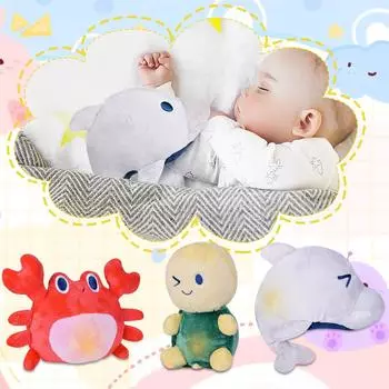 Успокаивающие игрушки для младенцев и малышей, успокаивающая лампа для сна, кукольная музыка, светящаяся кукла, плюшевые игрушки из ткани One Size